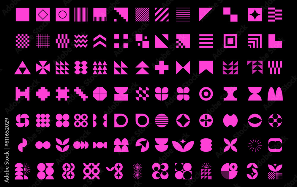 Vector y2k elements set. vector abstract flat design elements collection vector Vector y2k elements set. vector abstract flat design elements collection vector
