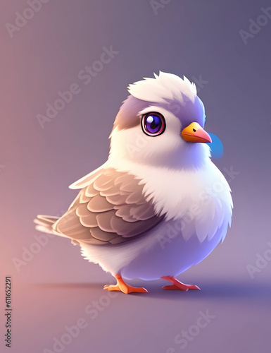 Pigeon . Adorable 3D Animated Pigeon Illustration, cute pigeon