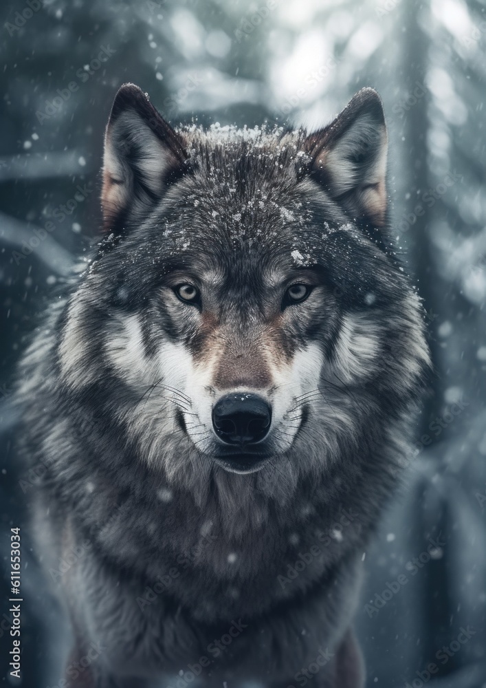 Wolf in Snowy Forest