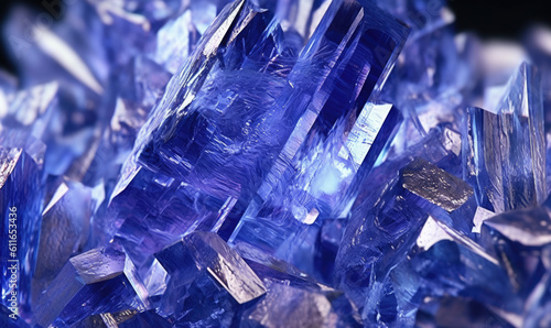 close up of Raw tanzanite rock with reflection crystals photo