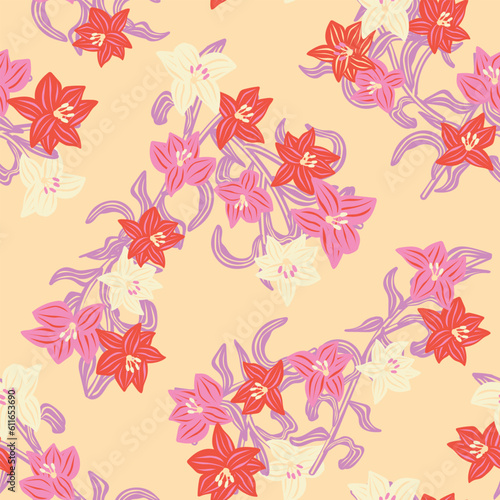 Colourful Oriental Floral Seamless Pattern Design Background