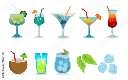Set of cocktail vector illustration