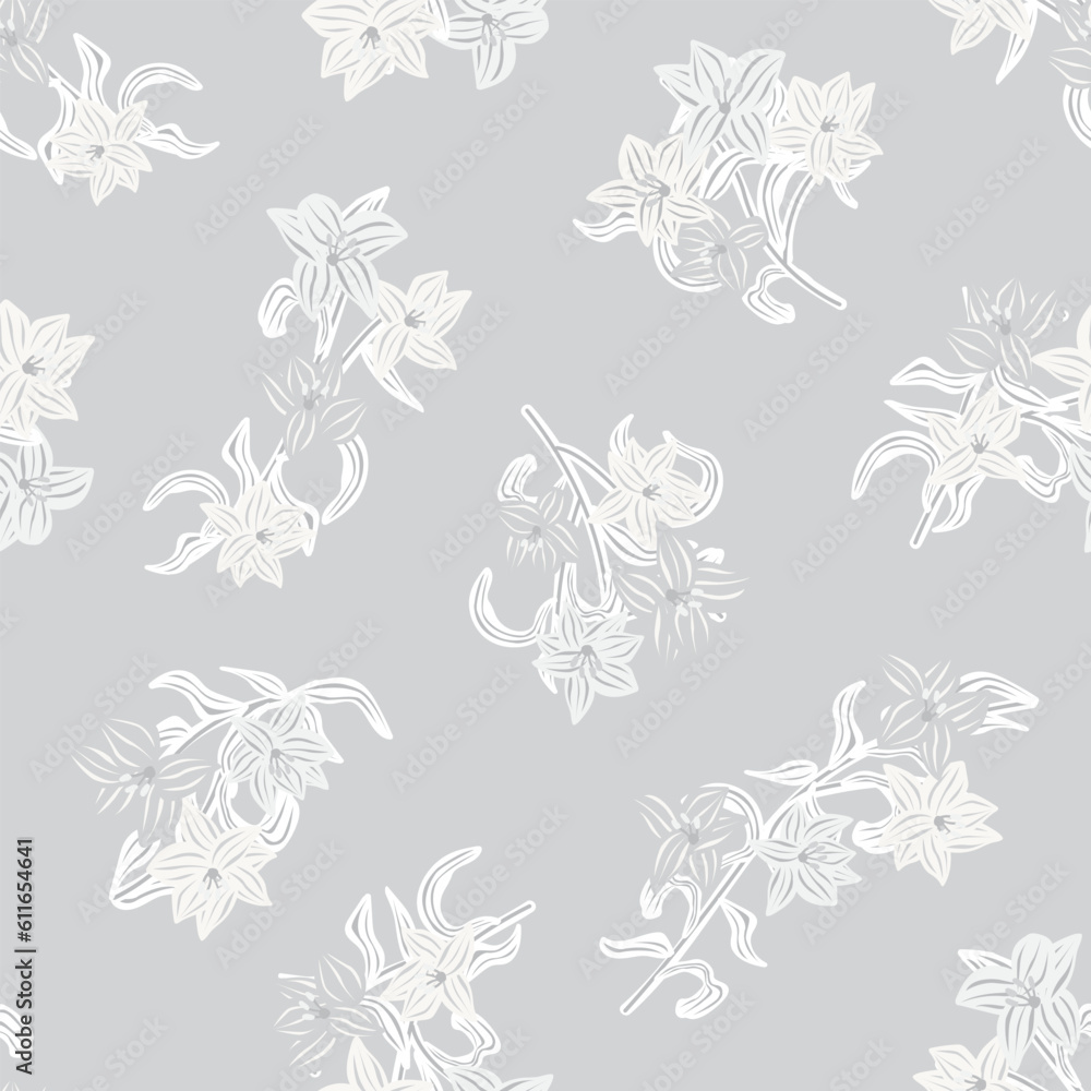 Fototapeta premium Monochrome Oriental Floral Seamless Pattern Design Background