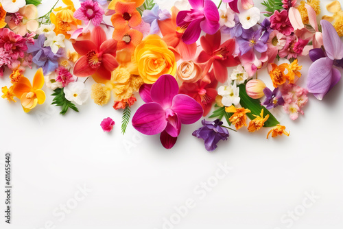 Creative layout made with beautiful flowers on white background.  © Александр Марченко