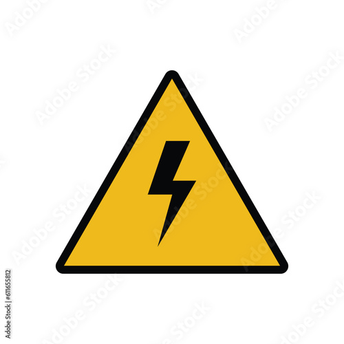 electric shock warning hazard symbol vector icon, high voltage sign