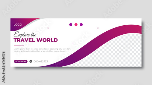 Modern abstract tour and travel Facebook cover design vector template for travel agency, Social media cover or banner., Corporate business cover layout.