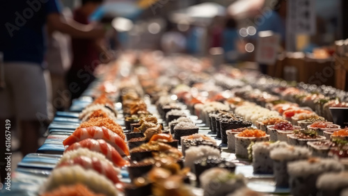 Sushi food market outdoor - Generative AI