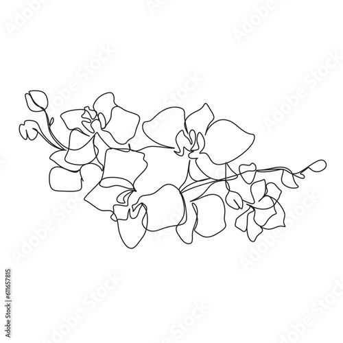 Flowers one line vector art. Magnolia line drawing.  
