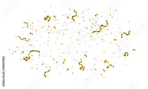 Golden confetti isolated on a white background. Vector template for your holiday, party, festival or birthday.