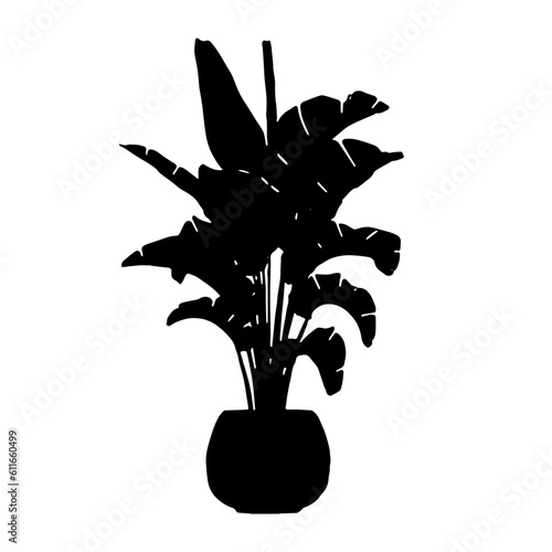 banana tree with earthenware pot vector eps 10