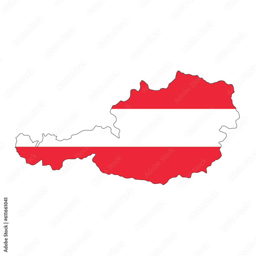 Austria map silhouette with flag isolated on white background Austria map silhouette with flag isolated on white background