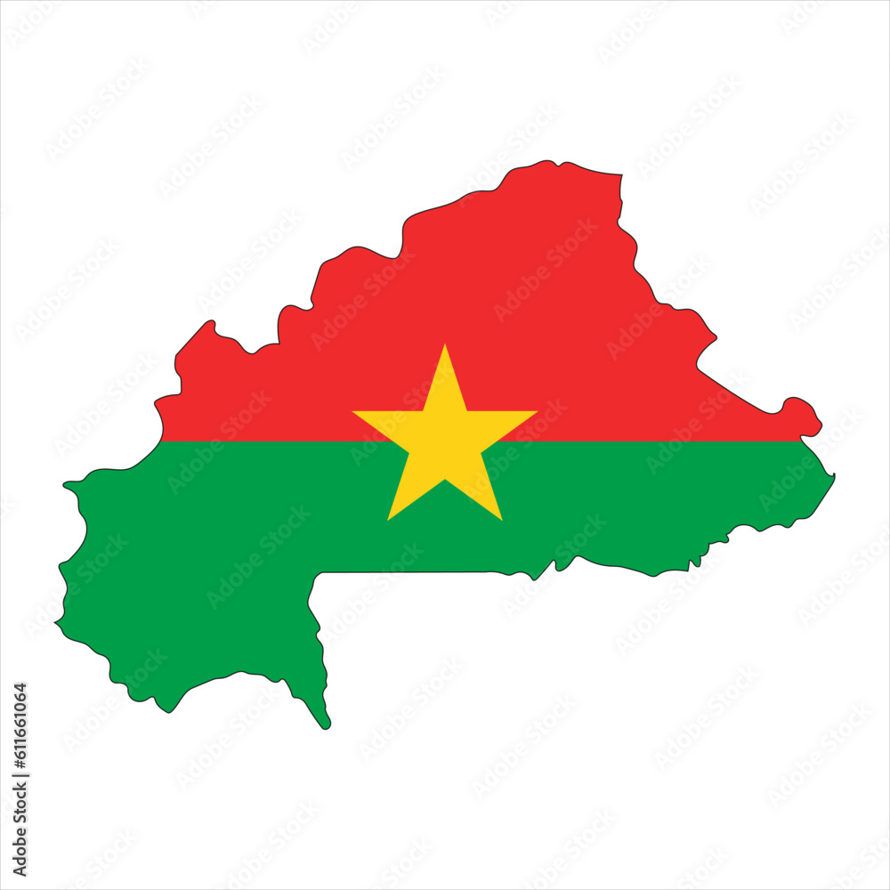 Fototapeta premium Burkina Faso map silhouette with flag isolated on white background
