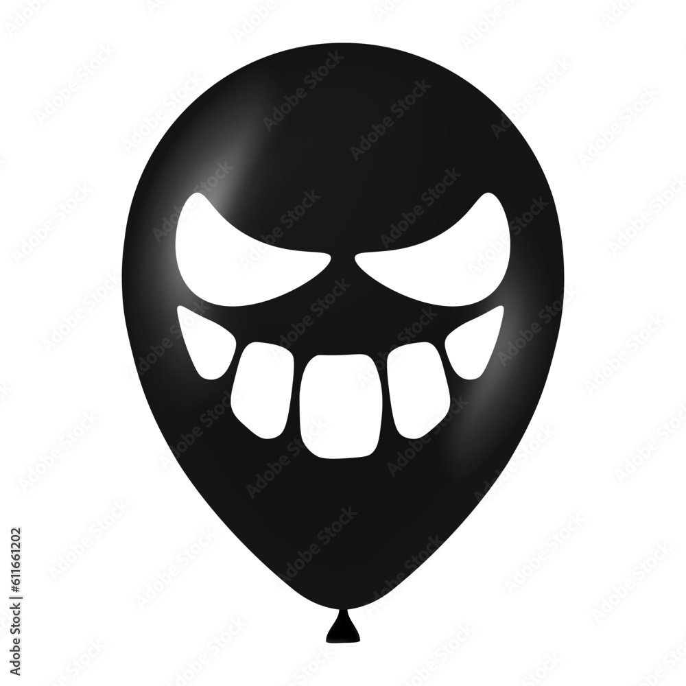 Halloween black balloon illustration with scary and funny face Halloween black balloon illustration with scary and funny face