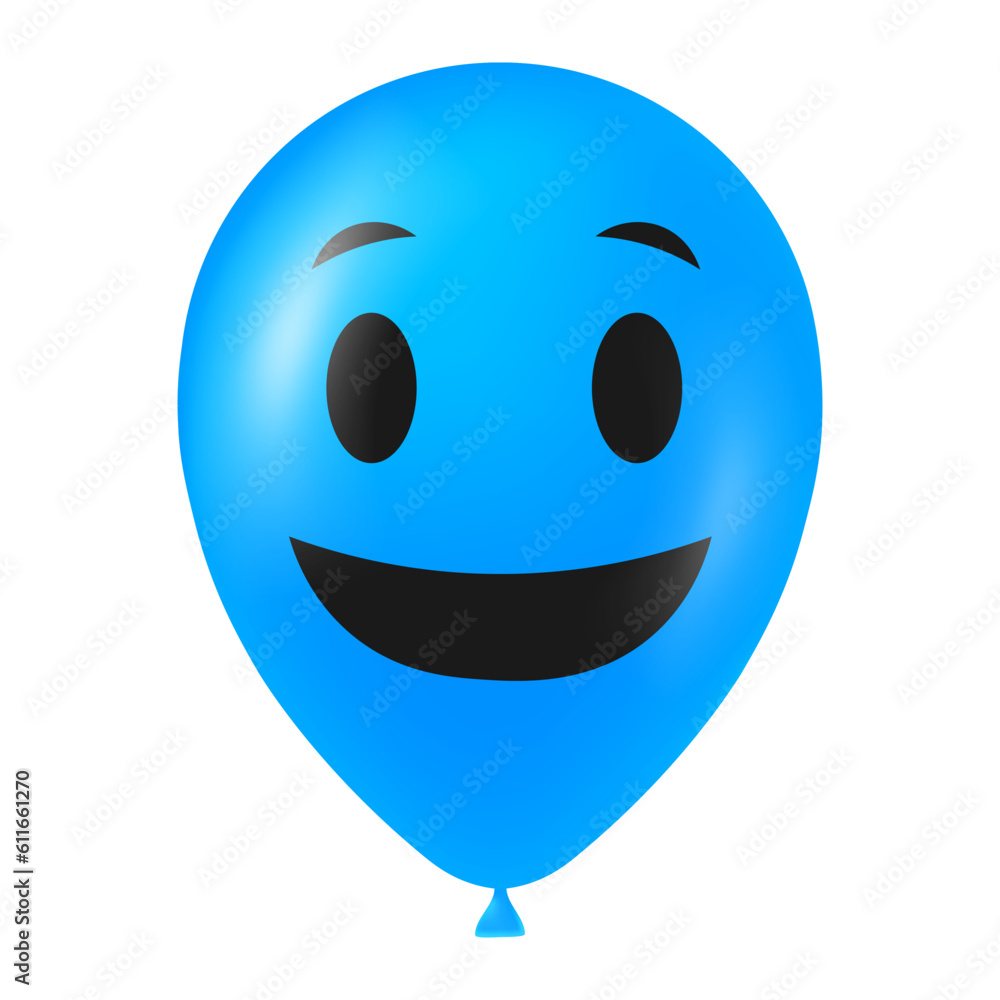 Fototapeta premium Halloween blue balloon illustration with scary and funny face