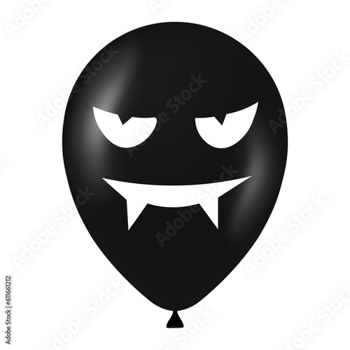 Halloween black balloon illustration with scary and funny face