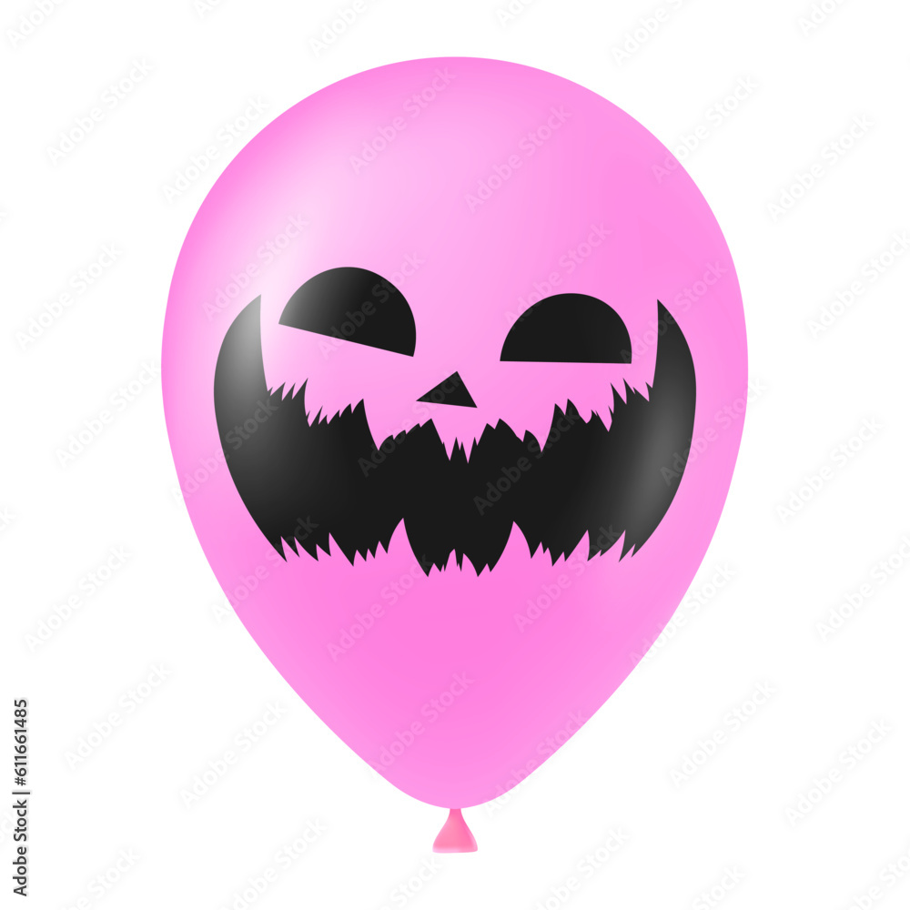 Halloween pink balloon illustration with scary and funny face Halloween pink balloon illustration with scary and funny face