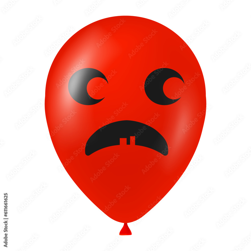 Fototapeta premium Halloween red balloon illustration with scary and funny face