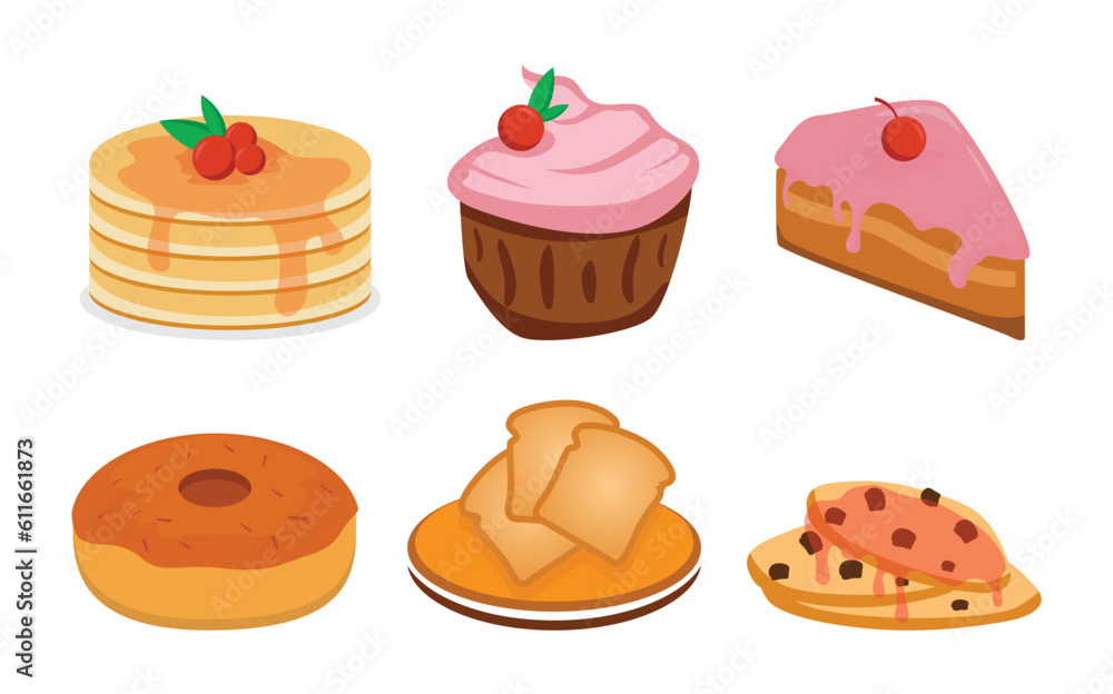Set of dessert food vector illustration Set of dessert food vector illustration