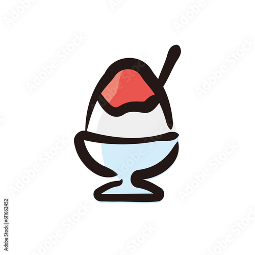 Shaved ice - Beach and summer icon/illustration (Hand-drawn line, colored version)