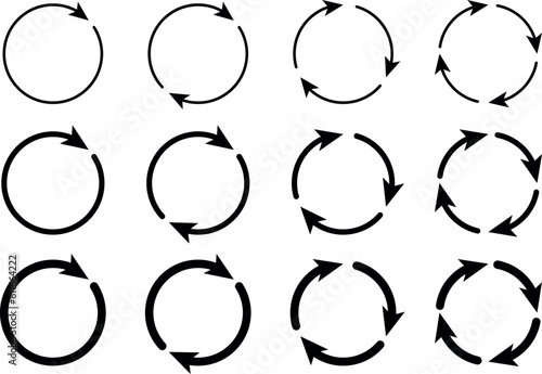 Different circular arrows collection on white background