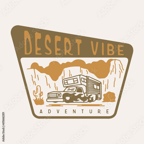 camper illustration classic car graphic desert design cactus vintage