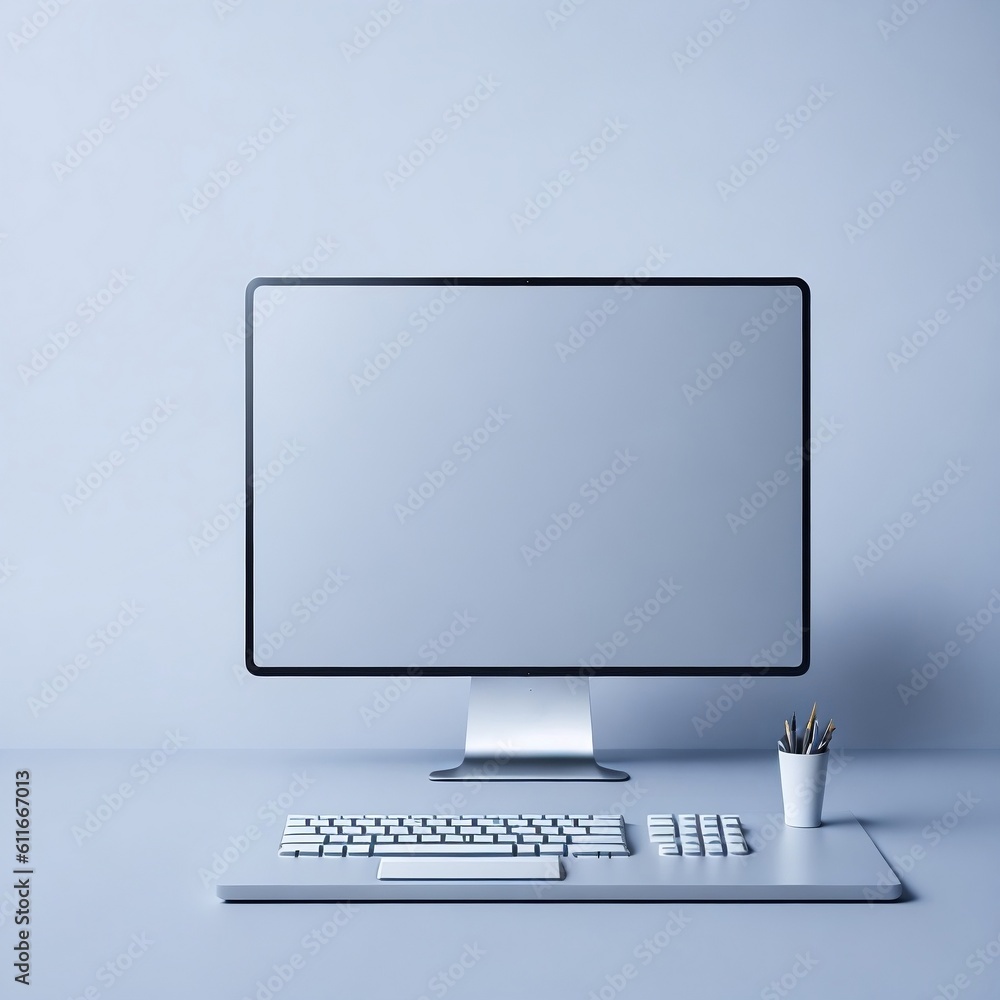 Fototapeta premium monitor with screen mock up created with Generative AI technology