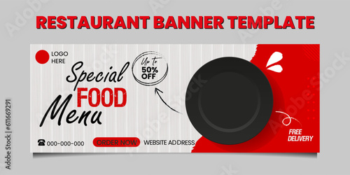 Food banner design vector template. Restaurant promotion banner