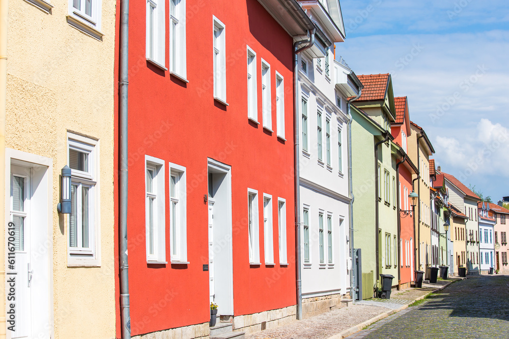 colorful row of buildings in Germany.