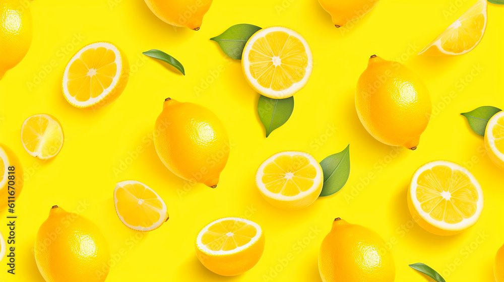 lemon and leaves background colors created with Generative Ai technology