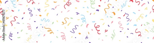 seamless border with colorful ribbon confetti frame template for party, celebration, holiday decoration, happy anniversary card, poster, banner.png transparent.