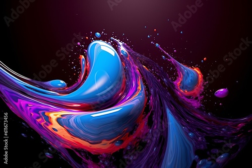 blue text overlay that reads Mesmerizing Liquid Swirl in Purple and Blue Colors, Generative AI.