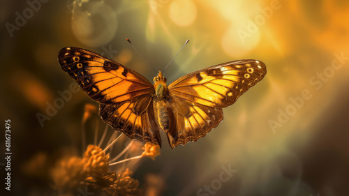 butterfly in golden hour created with Generative AI technology