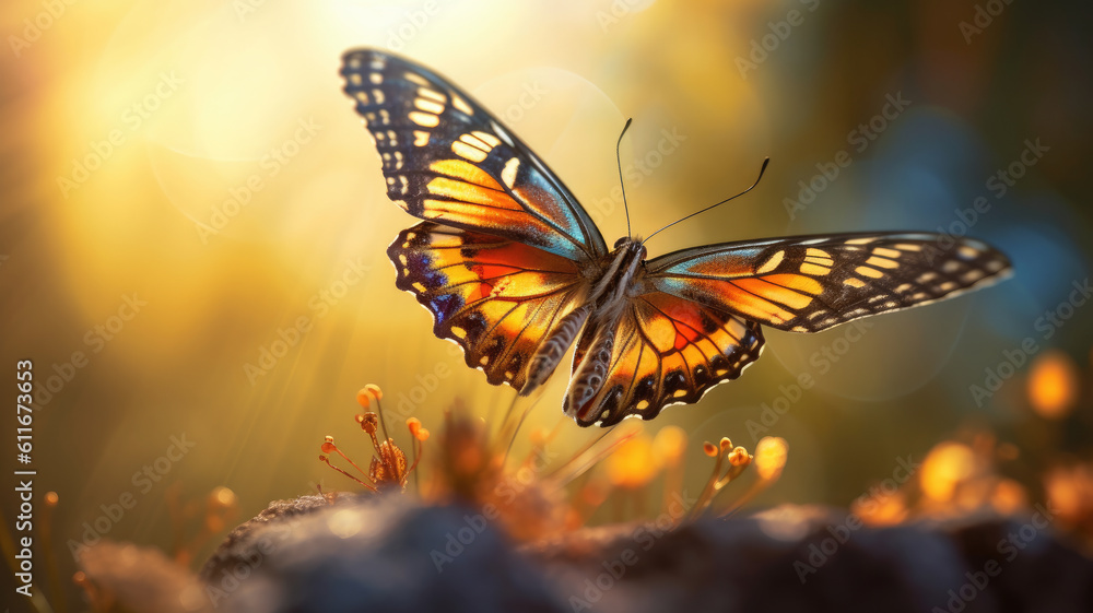 beautiful butterfly in warm sunlight created with Generative AI technology beautiful butterfly in warm sunlight created with Generative AI technology