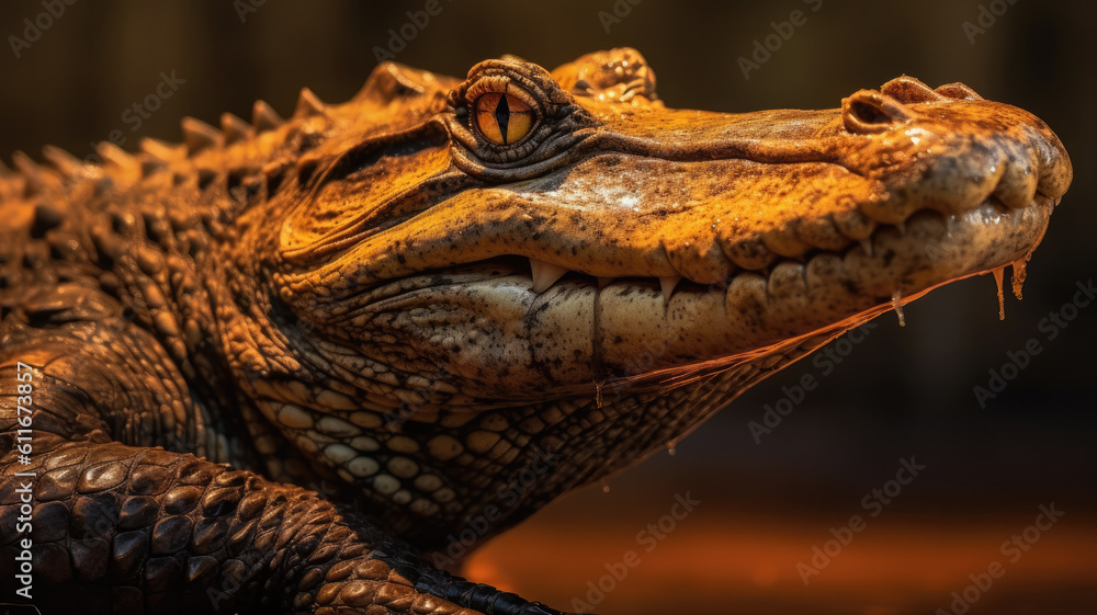 Fototapeta premium crocodile in detailed view created with Generative AI technology