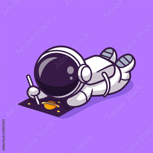 Cute Astronaut Drawing Planet On Paper Cartoon Vector Icon
Illustration. Science Education Icon Concept Isolated Premium
Vector. Flat Cartoon Style