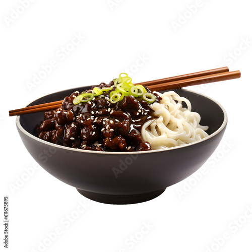 Jajangmyeon or JJajangmyeon is Korean Noodle with Black Sauce - Korean Food Style photo