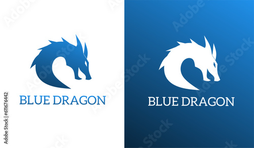 Illustration vector graphic of template logo head blue dragon