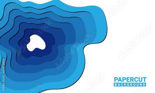 Paper cut sea wave vector. 3d craft art design. Travel background. Water cruise illustration. Nautical voyage, tour on yacht during vacation time advertisement