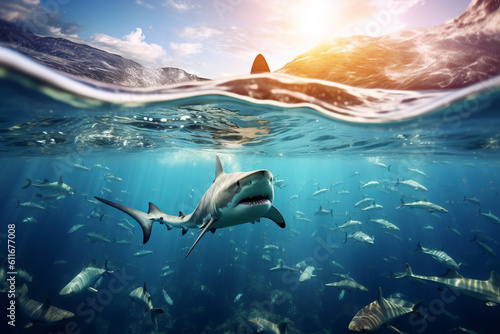 Gefährliche Haie im blauen tropischen Wasser © Guido Amrein