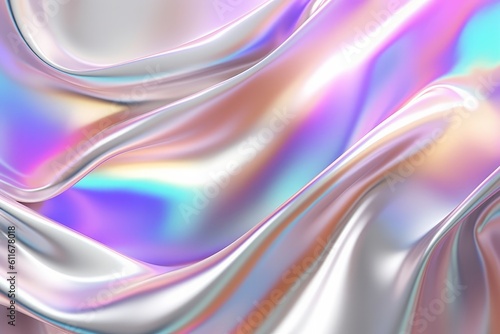 Pearlescent Gradient Holographic Background with Foil Effect and Iridescent Texture, Generative AI.
