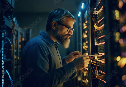 An IT Specialist working on server