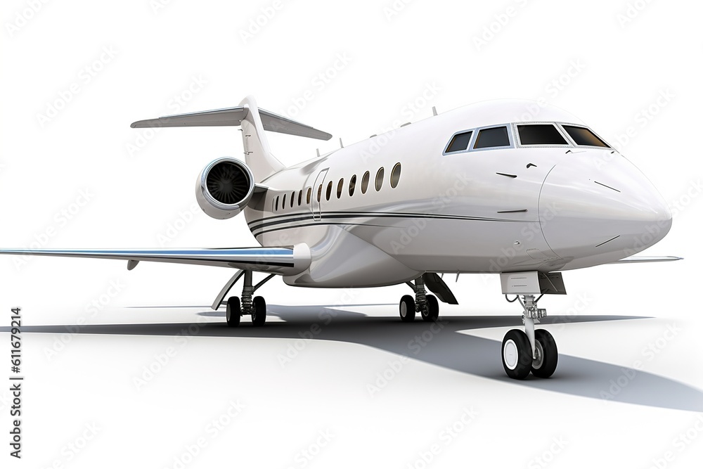 private jet isolated on white background. generated by AI.