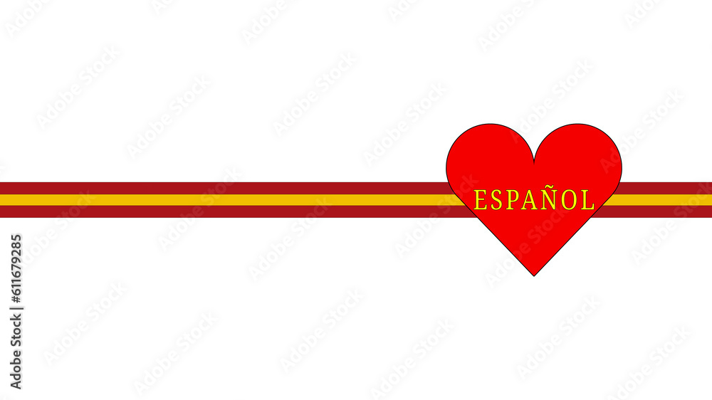 spain and heart. colors of the spanish flag. text espana , graphic