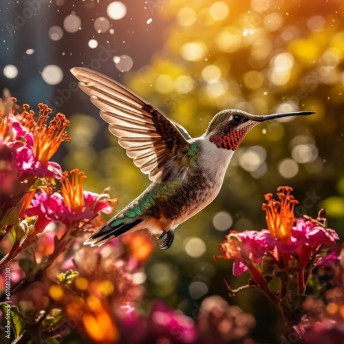 hummingbird and flower © Nica