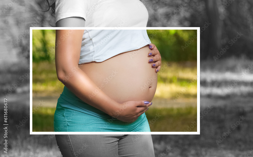 Φωτογραφία Adult pregnant woman in the park on the lawn