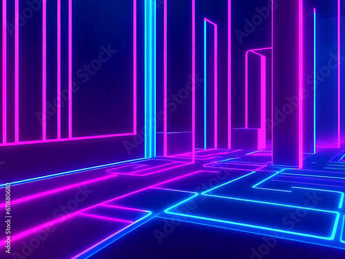 3d render, abstract minimal neon background