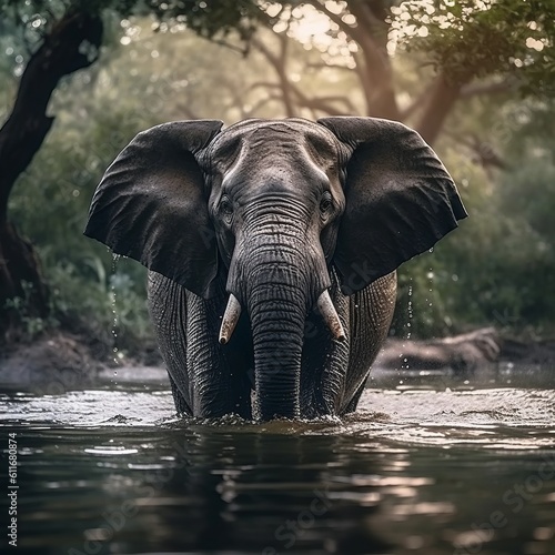 elephant in water  © Nica