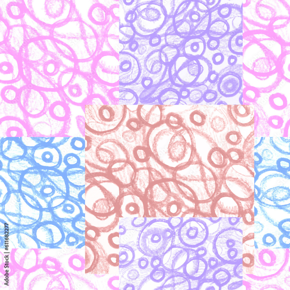 Seamless pattern Elegance background in pastel colors. Abstract texture of convolutions, lines, shapes. Hand drawing