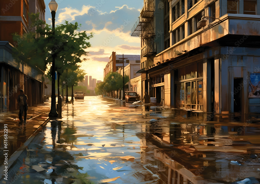 flood in the city. generative ai