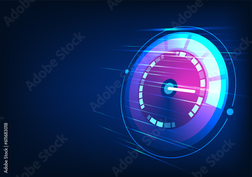 Technology acceleration screen It's a vector illustration. Suitable for game screens, car screens, or work related to technology. The technology background is highlighted in blue tones for fast lines.
